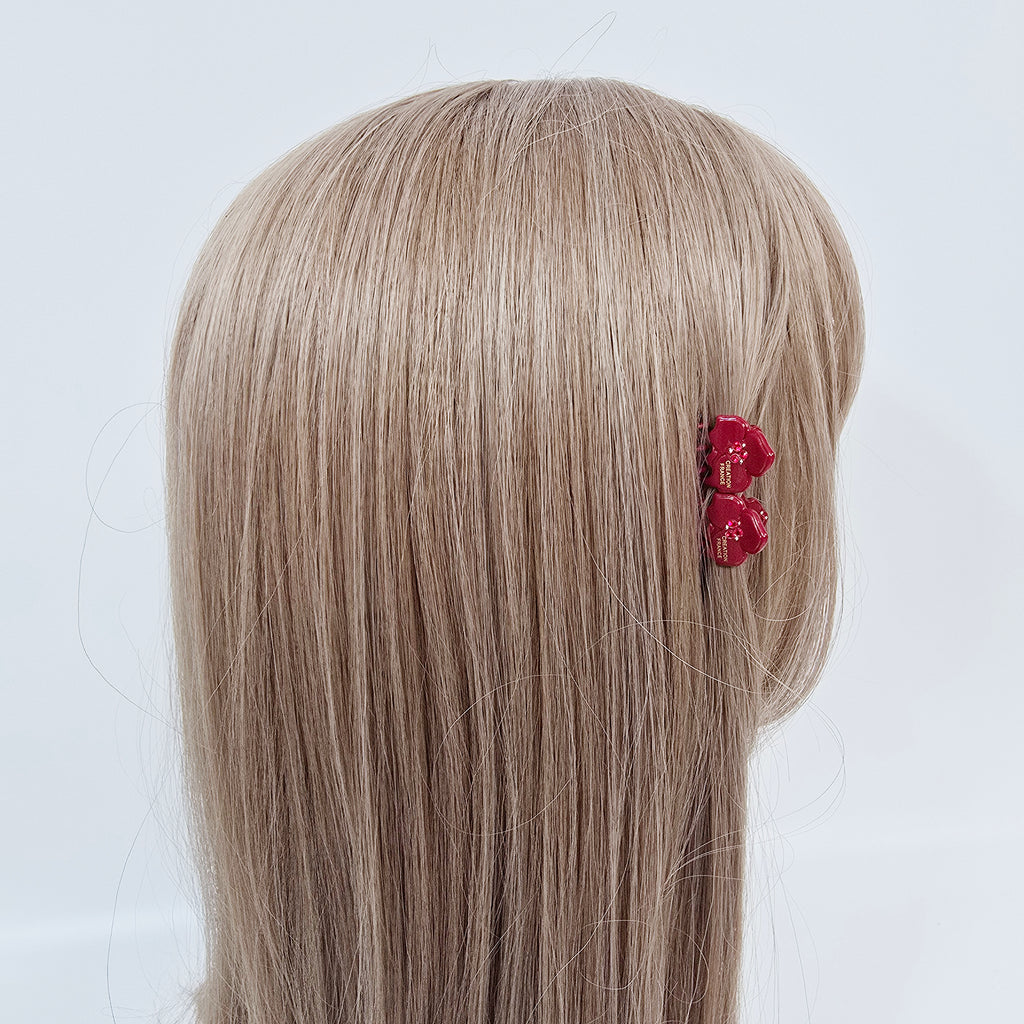 Cubic Flower Extra Mini Hair Claw Clips Set of 2 0.7 in – Solid, for Bangs