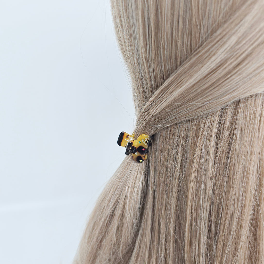 Cubic Dot Extra Mini Hair Claw Clip 1.0 in – Tortoise Shell, French-style