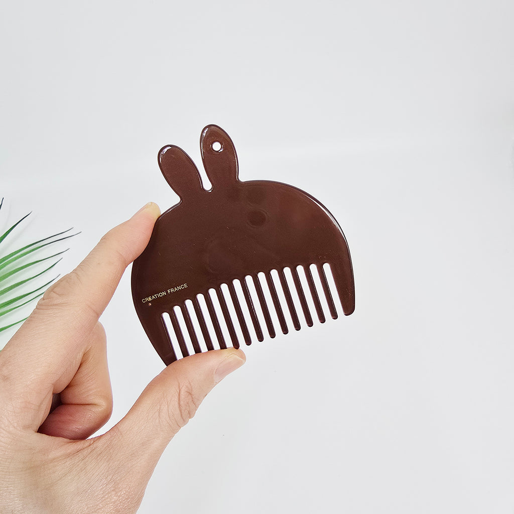 Bunny Pocket Hair Comb 3.3 in – Tortoise Shell, Marble, Solid, French-style