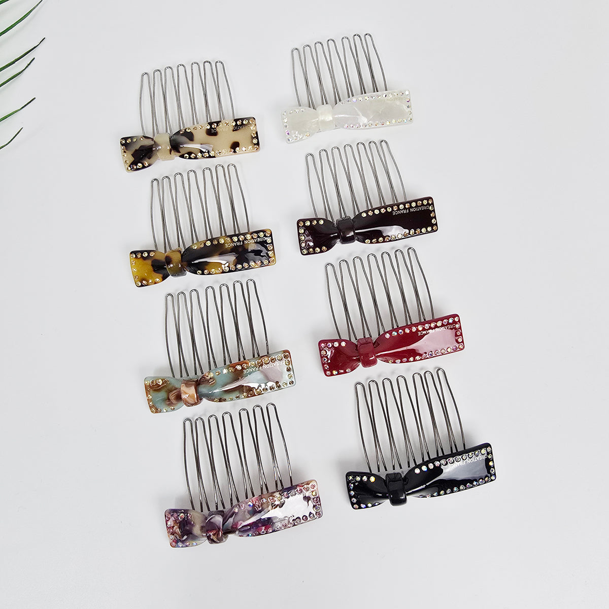 Bow Tie Cubic Slim Hair Comb Pin 2.4 in – Tortoise Shell, Art, French Pin