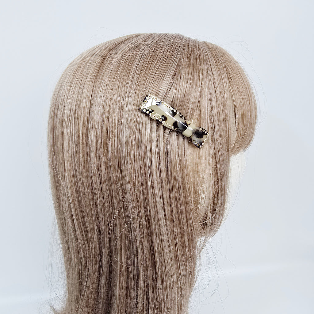 Bow Tie Cubic Slim Hair Comb Pin 2.4 in – Tortoise Shell, Art, French Pin