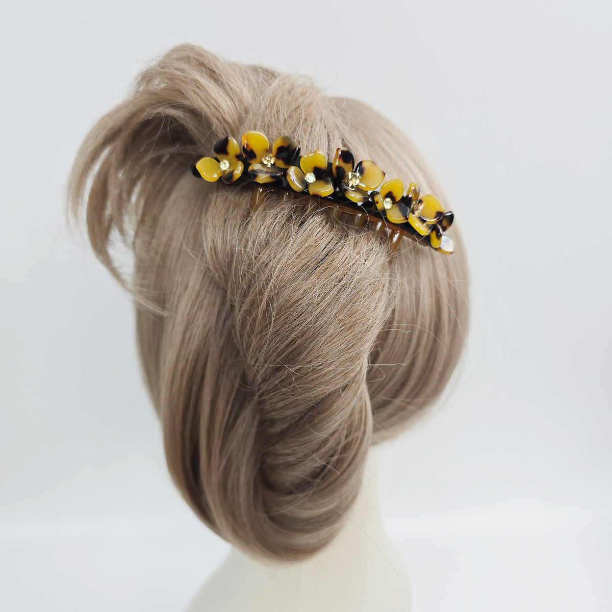 Rose Bloom Long Leg Hair Comb Pin 4.3 in – Cubic, French Pin, for Updos