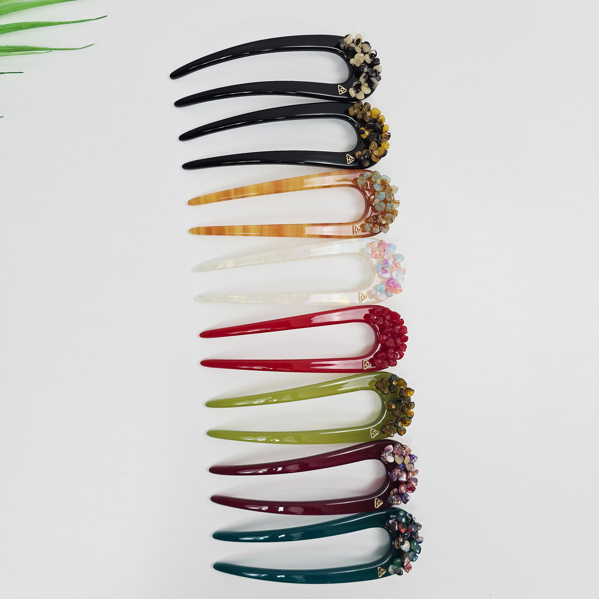 Flower Garden Long U-Shape Hair Stick 5.3 in – Cubic Stone, French Pin