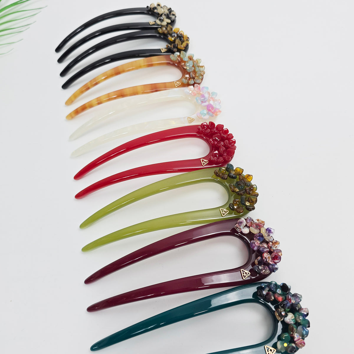 Flower Garden Long U-Shape Hair Stick 5.3 in – Cubic Stone, French Pin