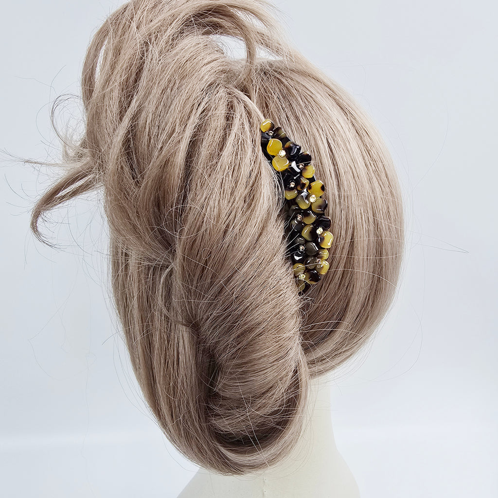 Midnight Bloom Hair Comb Pin 3.1 in – Cubic, Flower, Pastel, French Pin