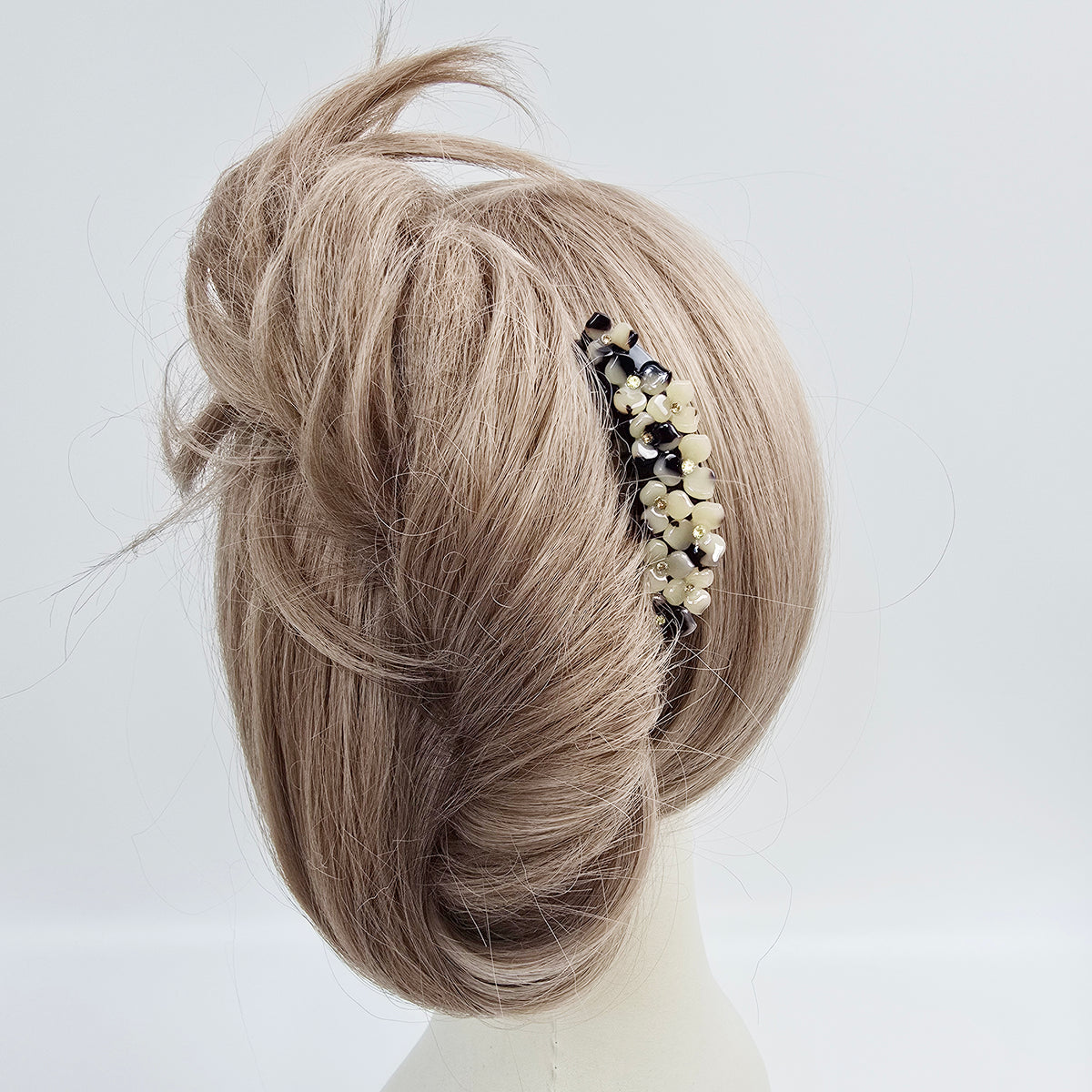 Midnight Bloom Hair Comb Pin 3.1 in – Cubic, Flower, Pastel, French Pin