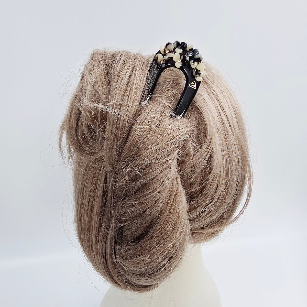 Flower Garden Long U-Shape Hair Stick 5.3 in – Cubic Stone, French Pin