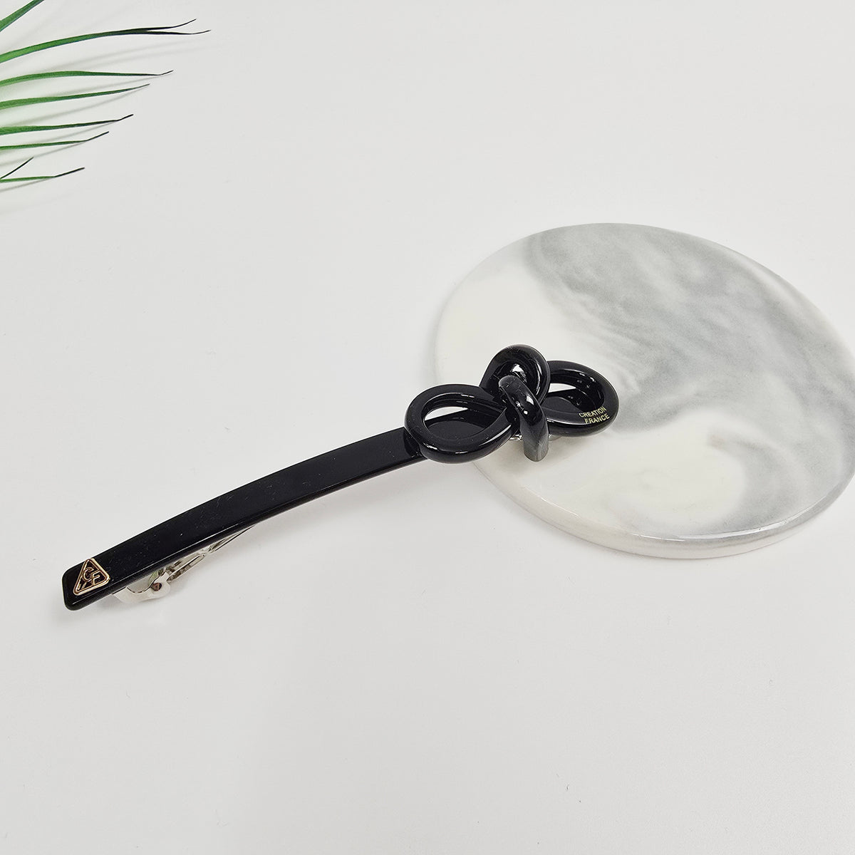 Knot Bow Long Hair Barrette 4.3 in – Tortoise Shell, Solid, French Pin
