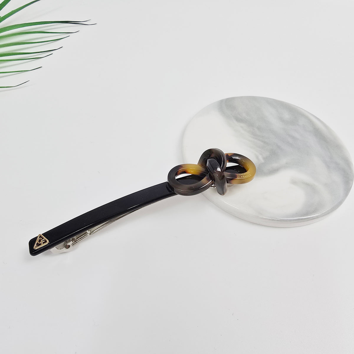 Knot Bow Long Hair Barrette 4.3 in – Tortoise Shell, Solid, French Pin