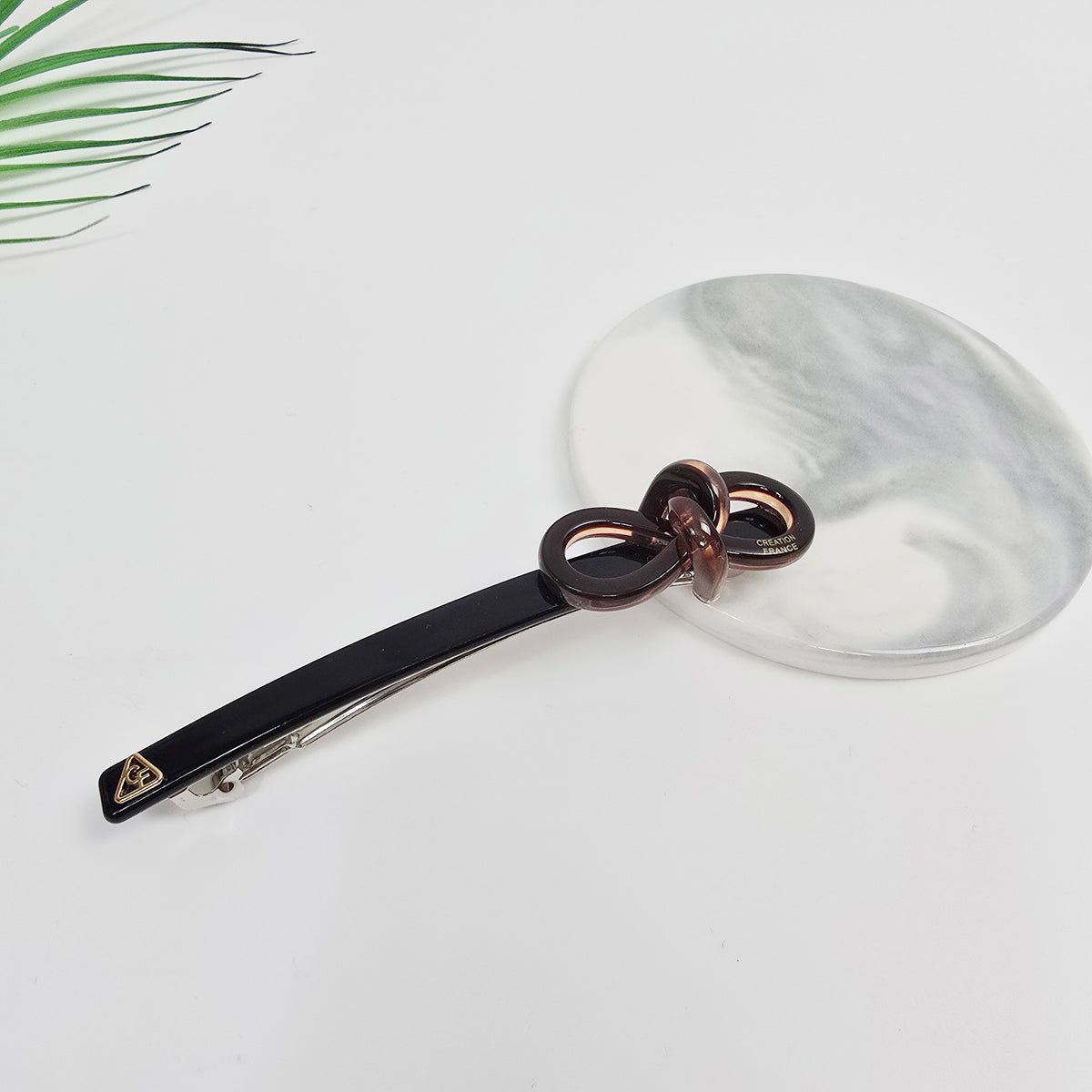 Knot Bow Long Hair Barrette 4.3 in – Tortoise Shell, Solid, French Pin