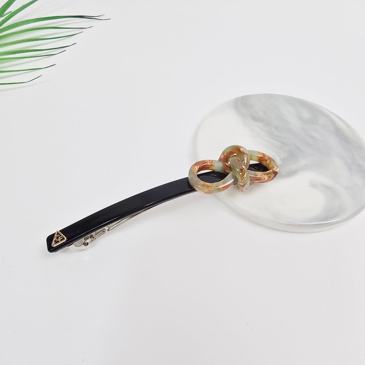 Knot Bow Long Hair Barrette 4.3 in – Tortoise Shell, Solid, French Pin