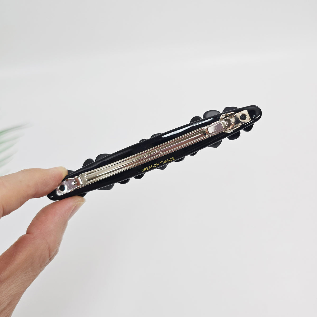 Cubic Flower Long Hair Barrette 4.3 in – Solid & Pastel, French Pin