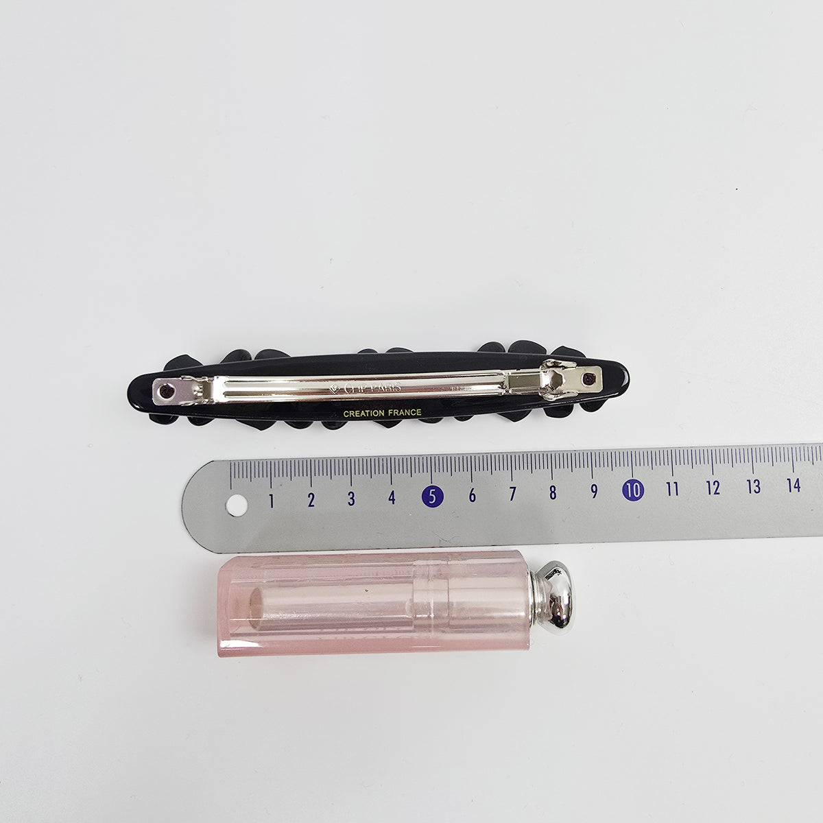Cubic Flower Long Hair Barrette 4.3 in – Solid & Pastel, French Pin