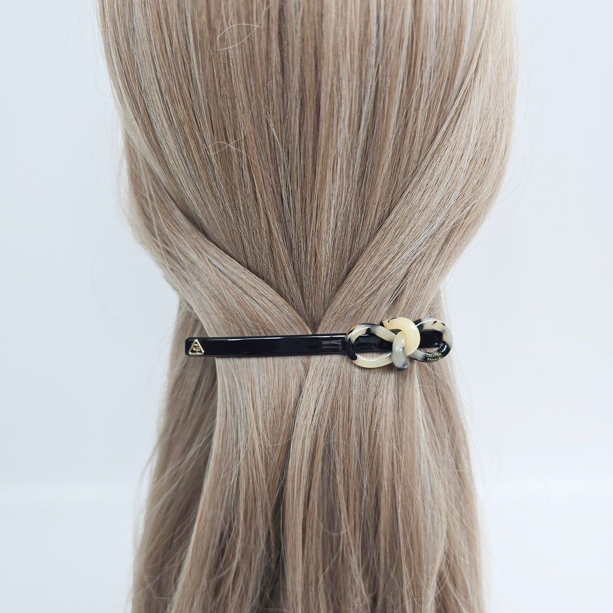 Knot Bow Long Hair Barrette 4.3 in – Tortoise Shell, Solid, French Pin