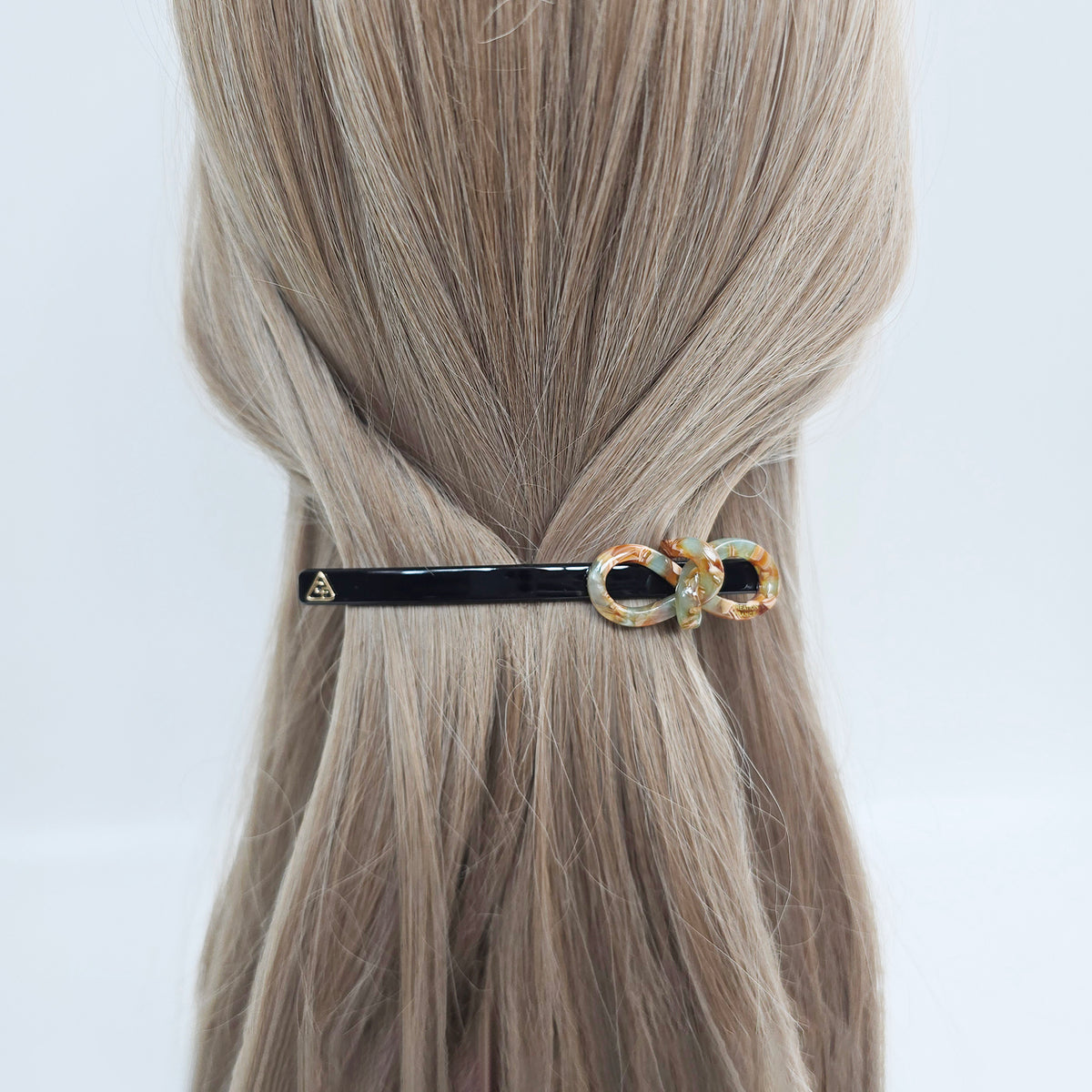Knot Bow Long Hair Barrette 4.3 in – Tortoise Shell, Solid, French Pin
