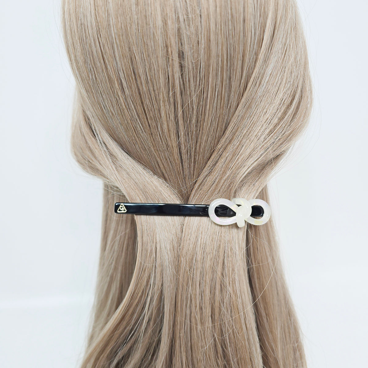 Knot Bow Long Hair Barrette 4.3 in – Tortoise Shell, Solid, French Pin