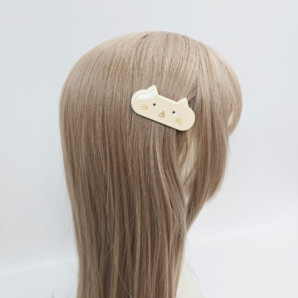 Cat Face Alligator Hair Clip 2.5 in – Tortoise Shell, Solid, French-style