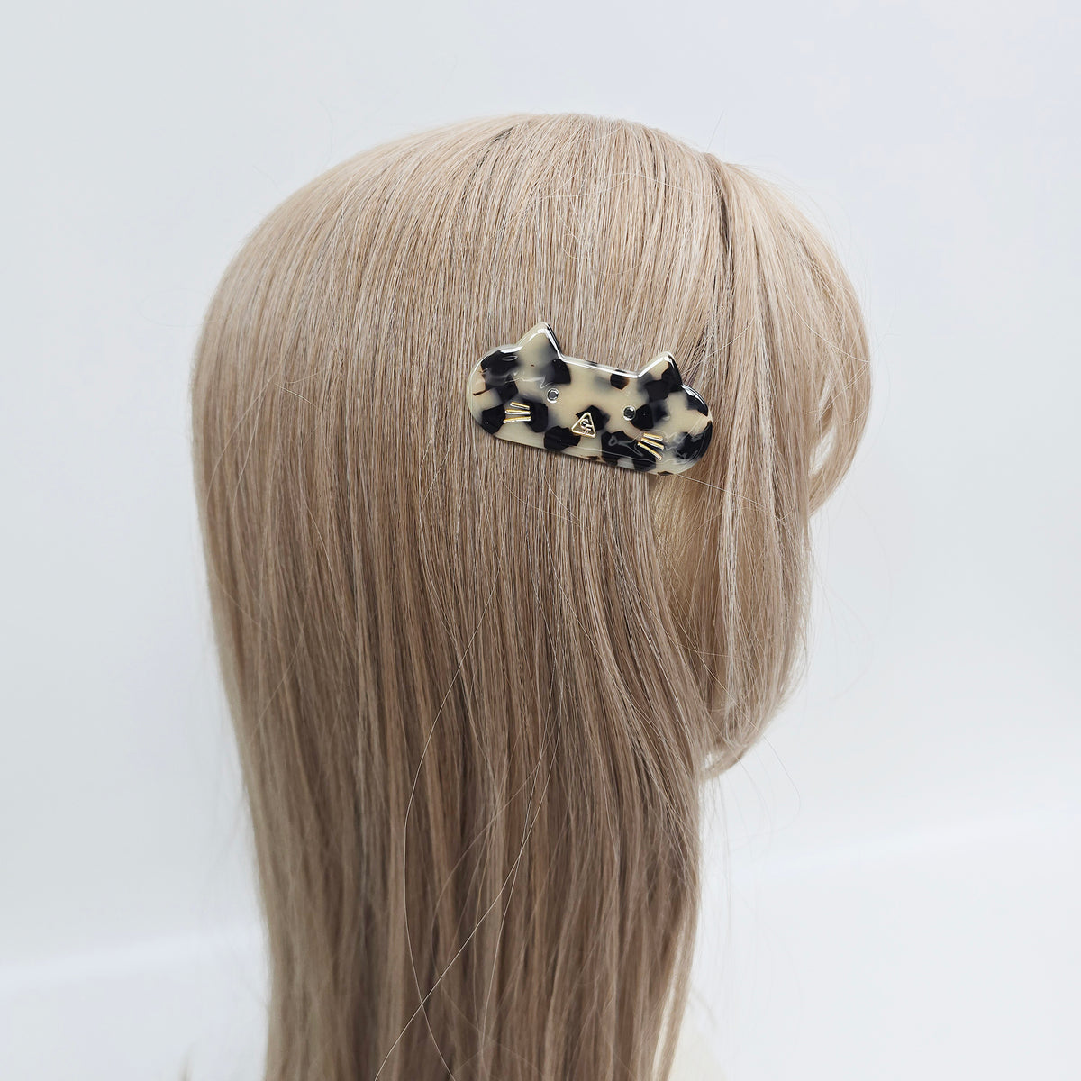 Cat Face Alligator Hair Clip 2.5 in – Tortoise Shell, Solid, French-style