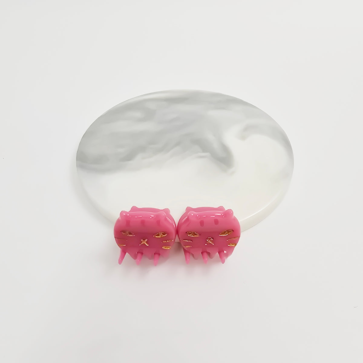 Cat Extra Mini Hair Claw Clips Set of 2 0.8 in – Tortoise Shell, Pastel