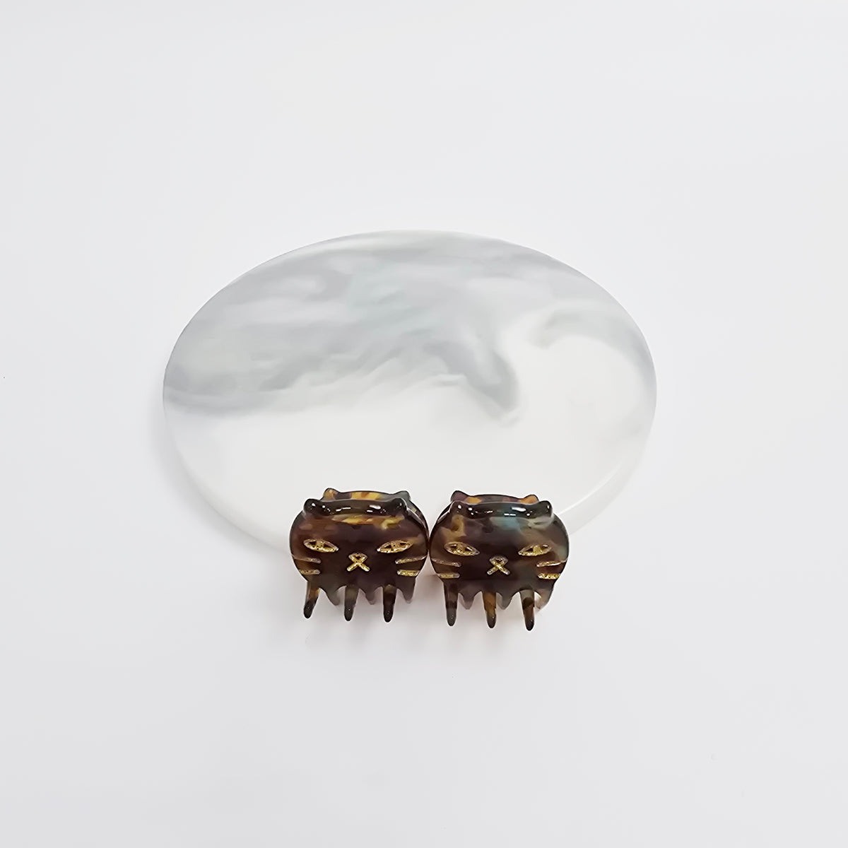 Cat Extra Mini Hair Claw Clips Set of 2 0.8 in – Tortoise Shell, Pastel