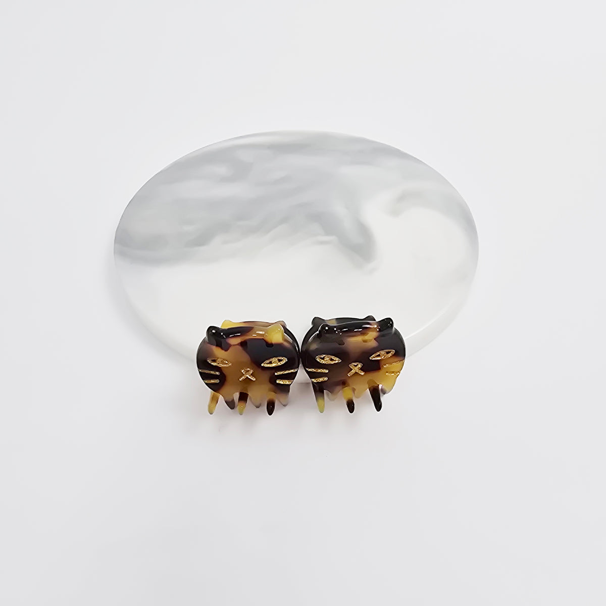 Cat Extra Mini Hair Claw Clips Set of 2 0.8 in – Tortoise Shell, Pastel