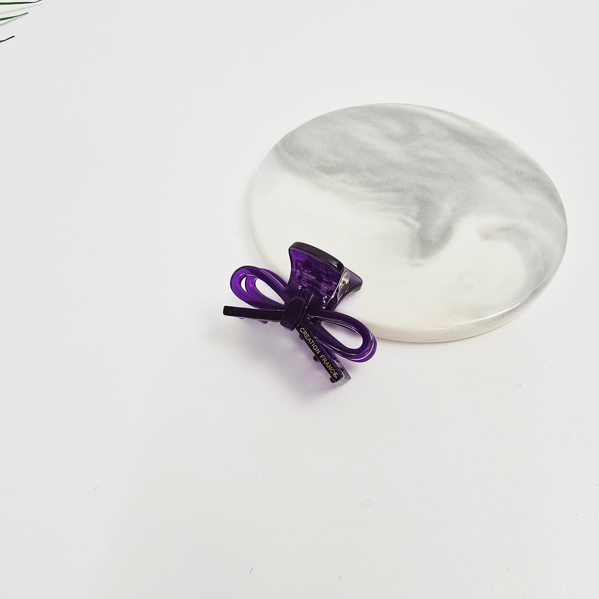 Ribbon Mini Hair Claw Clip 1.6 in – 12 Clear Purple