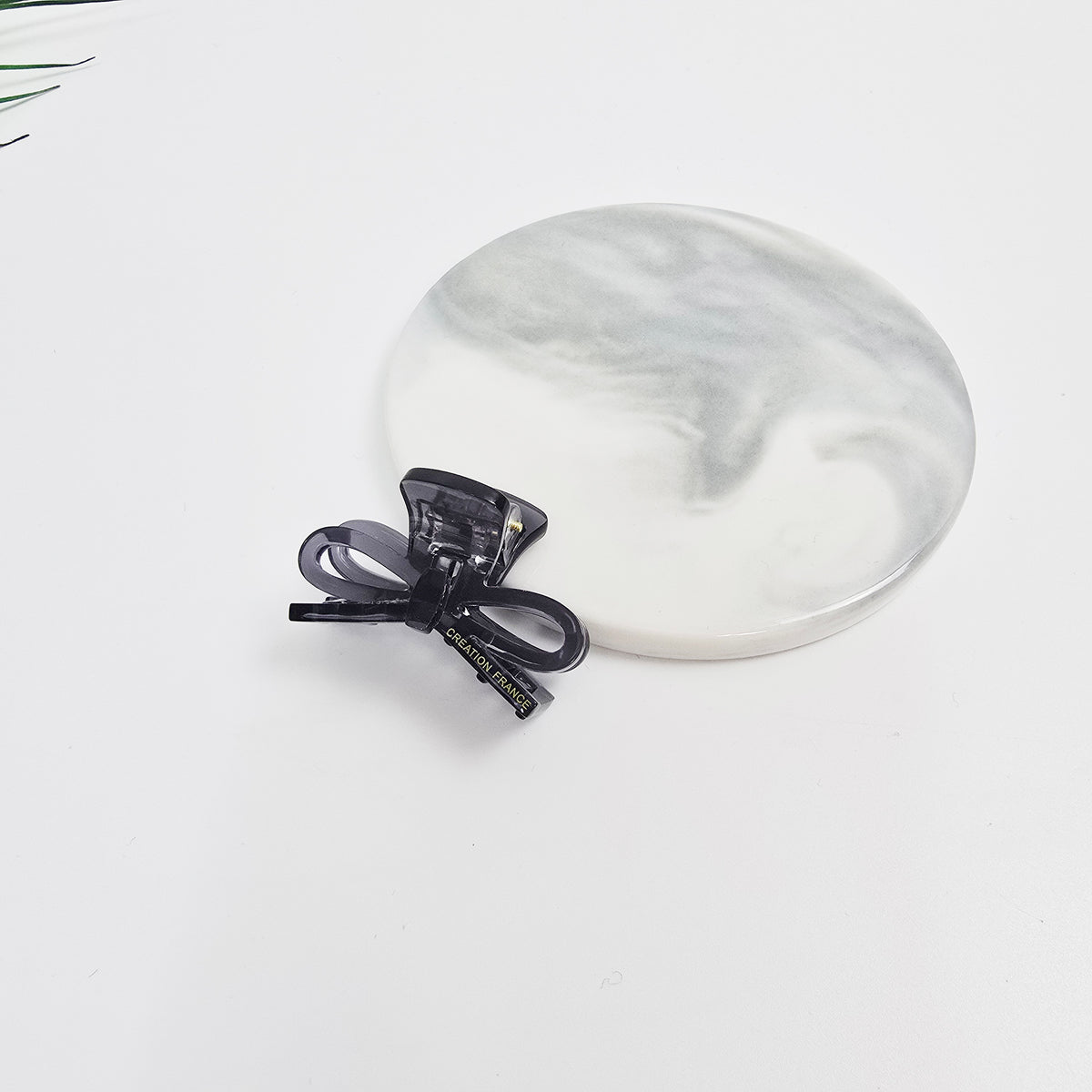 Ribbon Mini Hair Claw Clip 1.6 in – 15 Clear Charcoal Grey