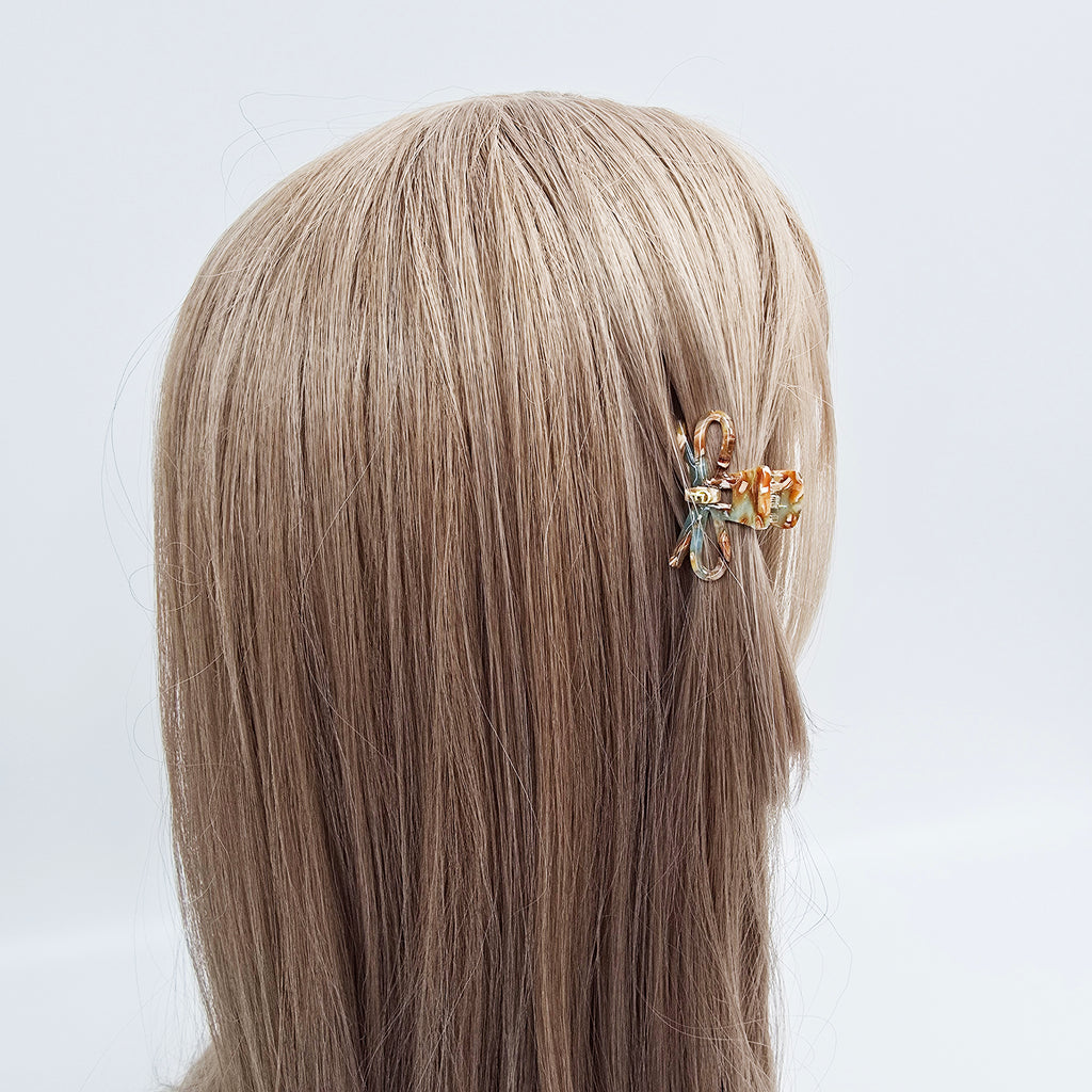 Ribbon Mini Hair Claw Clip 1.6 in – Tortoise Shell, Clear, French-style