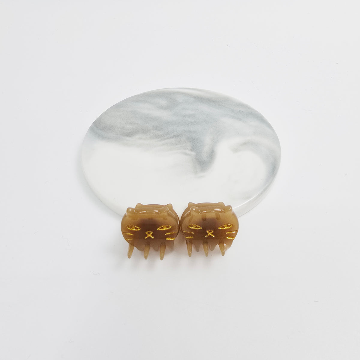 Cat Extra Mini Hair Claw Clips Set of 2 0.8 in – Tortoise Shell, Pastel