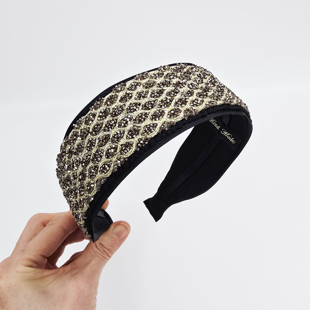 Honeycomb Bead Wide Headband 2.0 in wide – Glass Beads, French-style