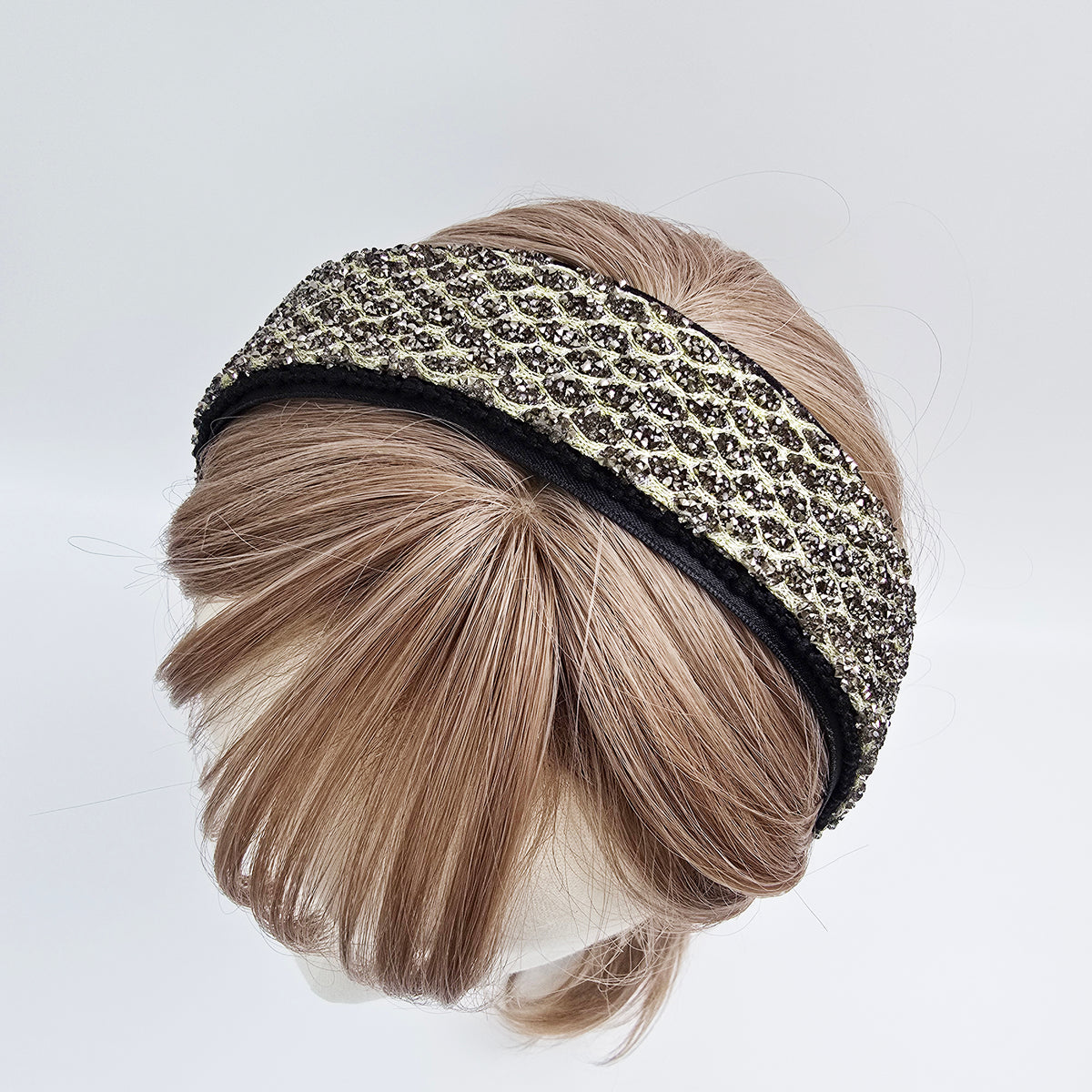 Honeycomb Bead Wide Headband 2.0 in wide – Glass Beads, French-style