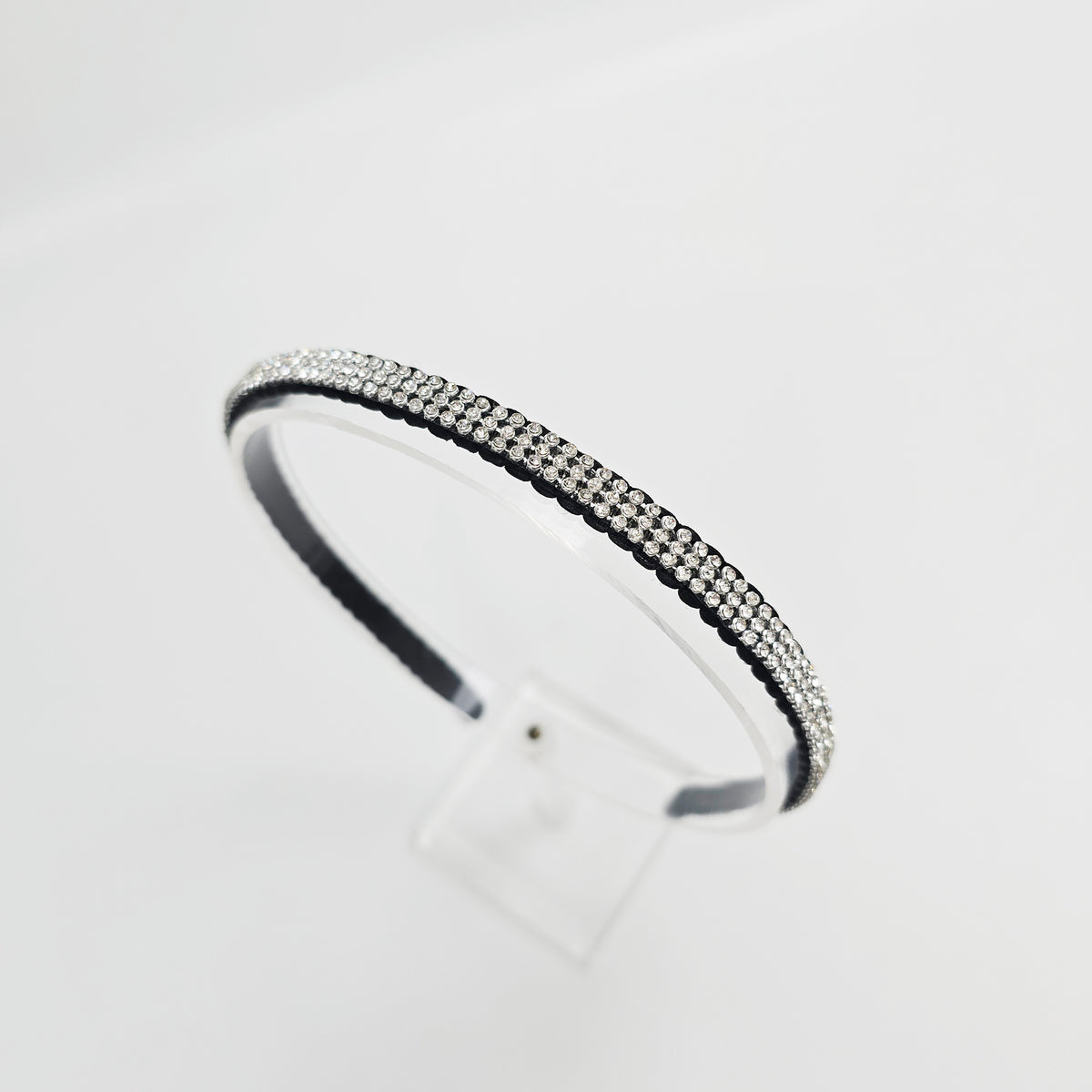 Triple Line Crystal Thin Headband 0.4 in wide – Silver, Gold, French-style