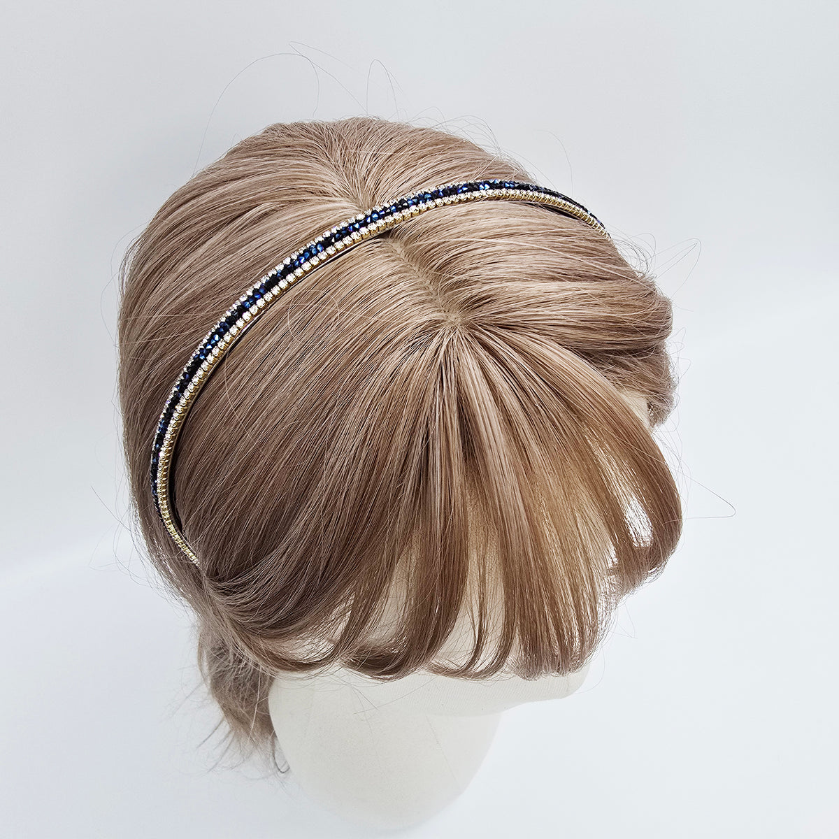 Double Line Crystal Thin Headband 0.3 in wide – Cubic, French-style