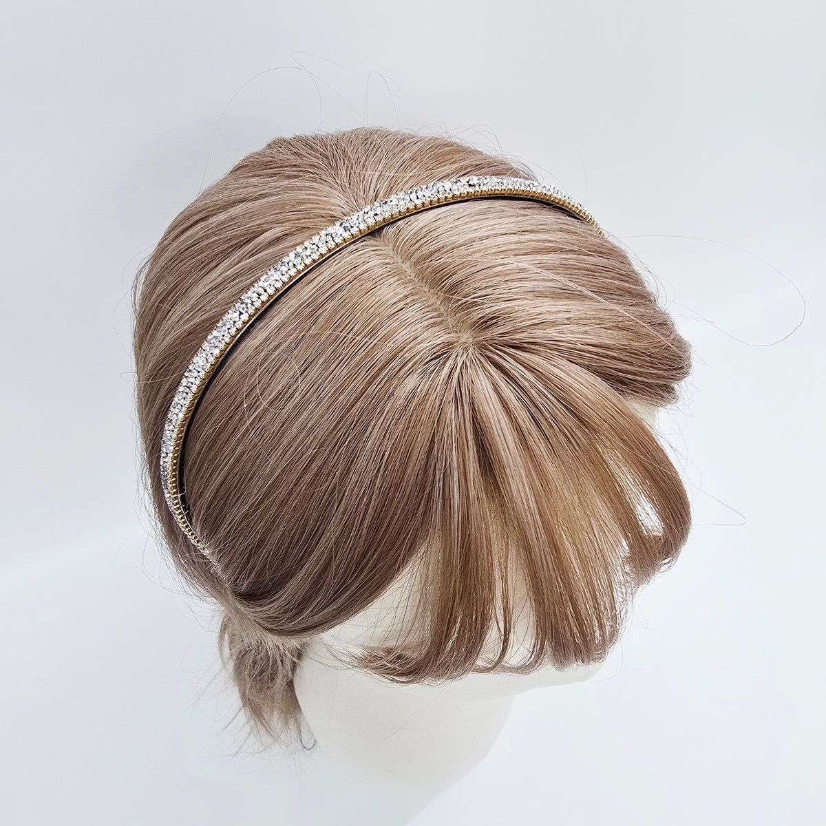 Double Line Crystal Thin Headband 0.3 in wide – Cubic, French-style