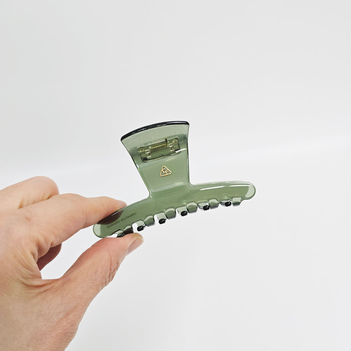 Trapezoid Medium Hair Claw Clip 3.5 in – 9 Clear Sage Green