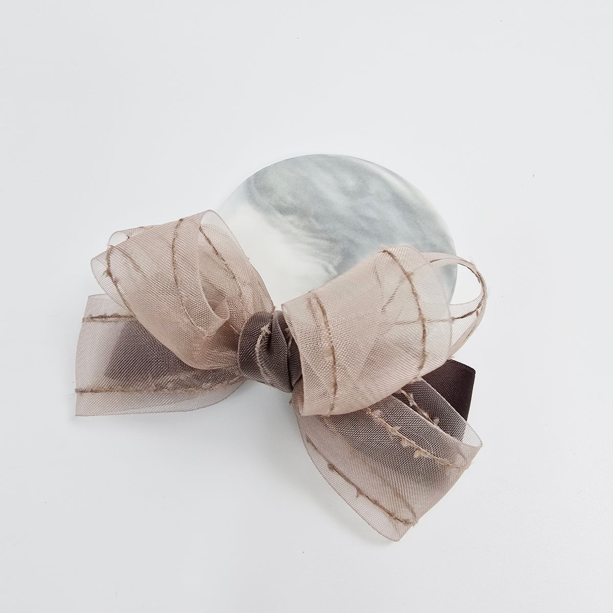 Stitched Organza Big Bow Hair Barrette 5.5 in – Satin, Sheer, French Pin