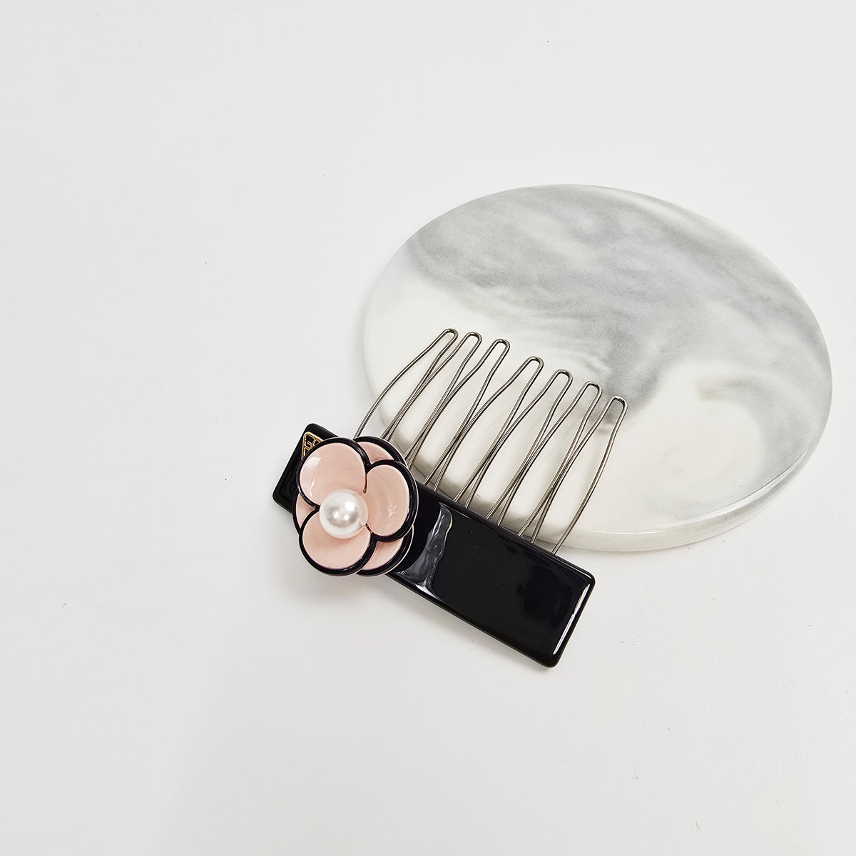 Pansy Pearl Mini Hair Comb Pin 2.2 in – Tortoise Shell, Pastel, French Pin