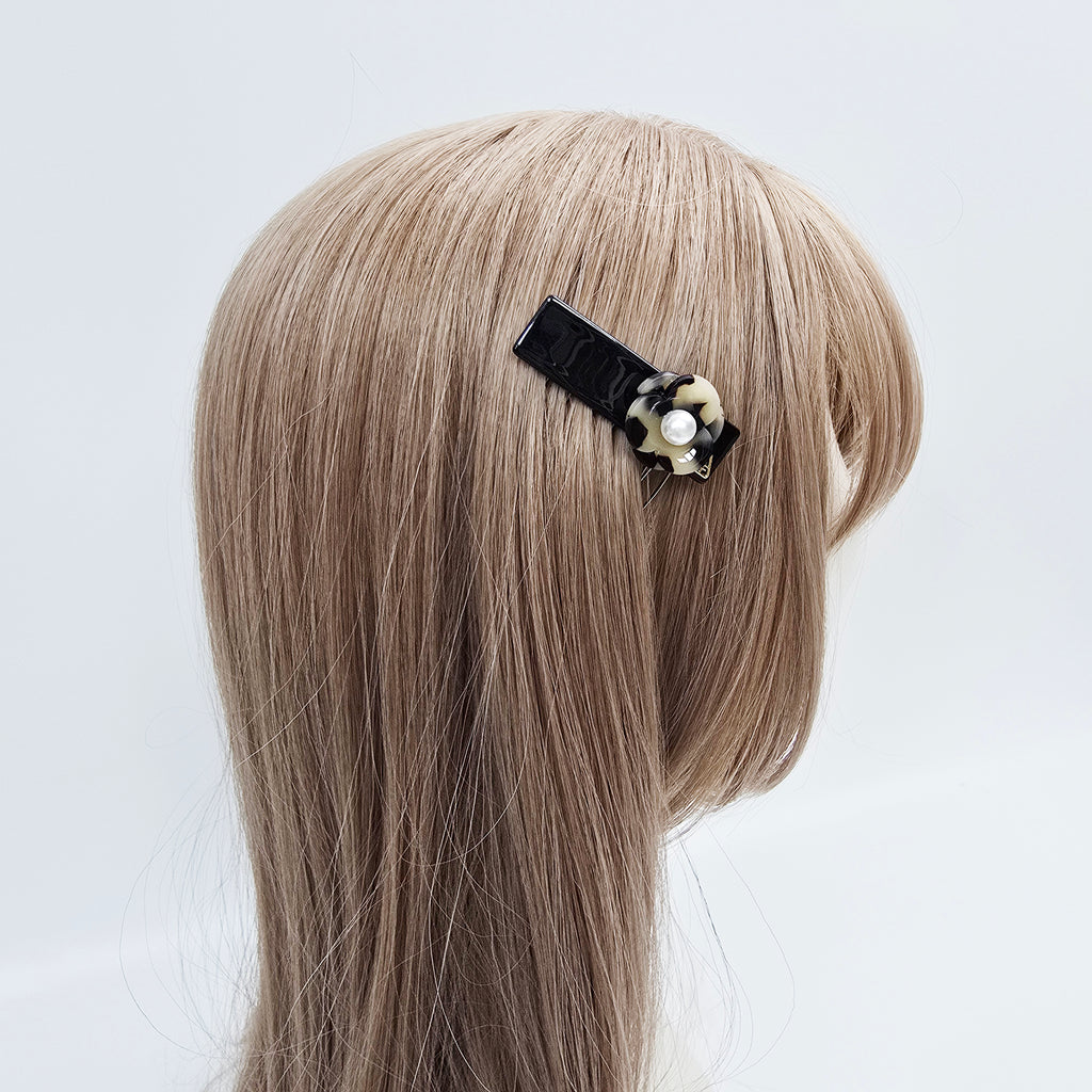 Pansy Pearl Mini Hair Comb Pin 2.2 in – Tortoise Shell, Pastel, French Pin