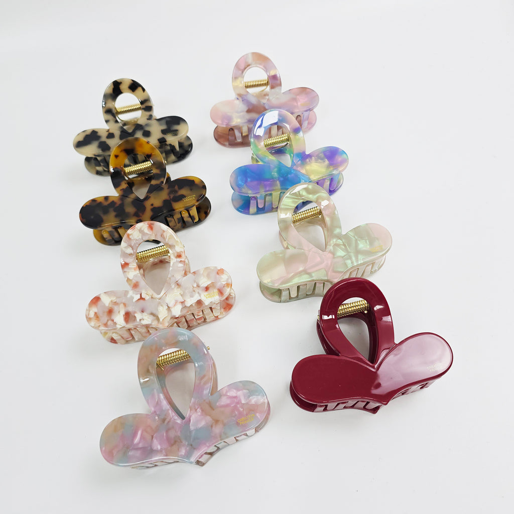 Heart Wave Small Hair Claw Clip 3.1 in – Tortoise Shell, Aurora