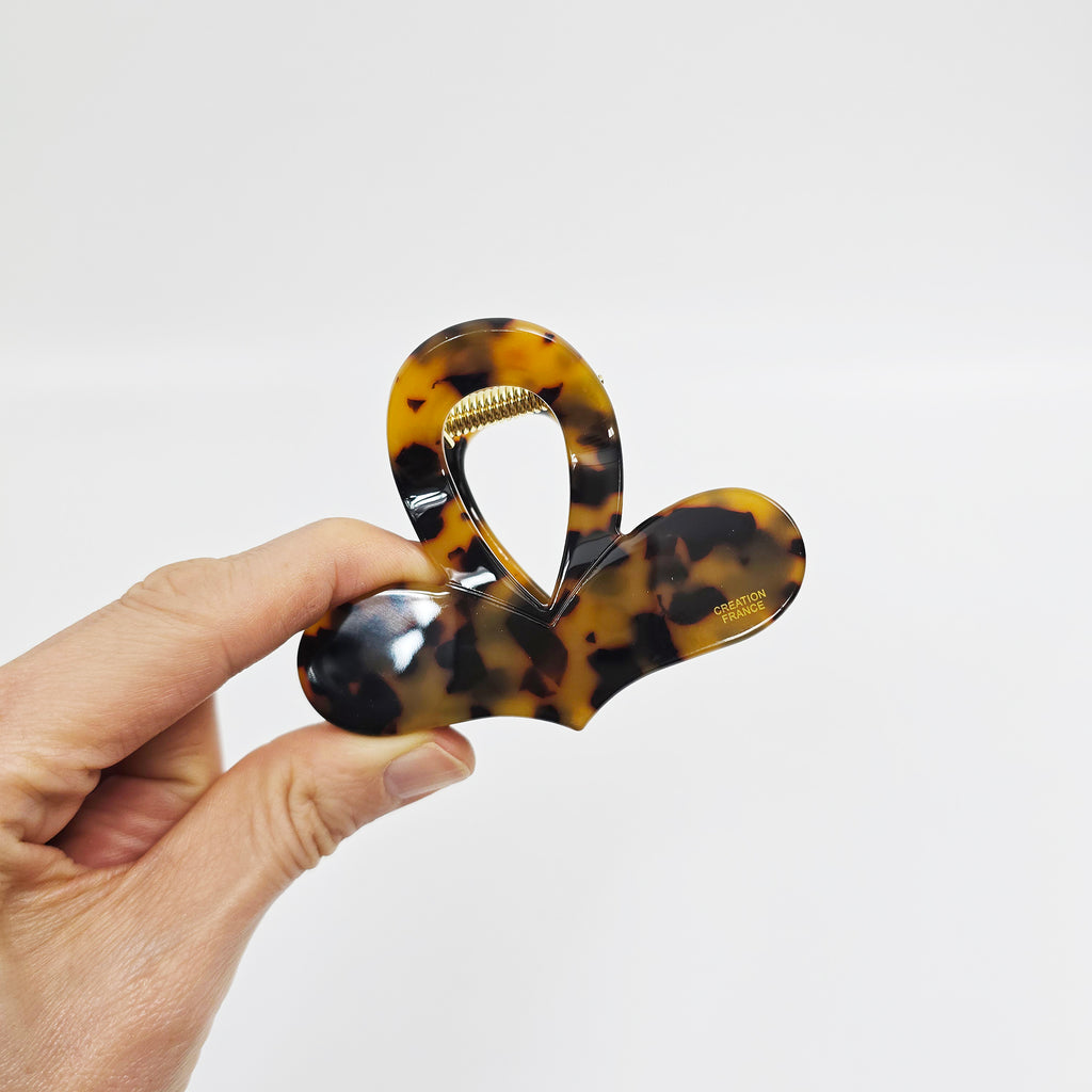 Heart Wave Small Hair Claw Clip 3.1 in – Tortoise Shell, Aurora