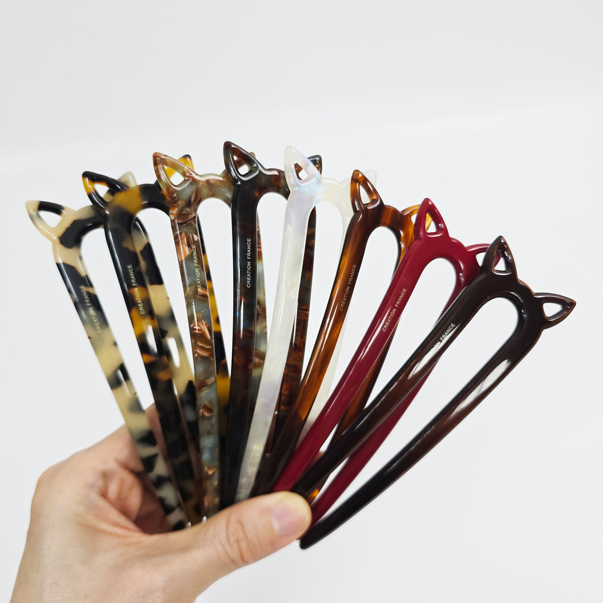 Cat Ear Long U-Shape Hair Stick 5.5 in – Tortoise Shell, French Pin