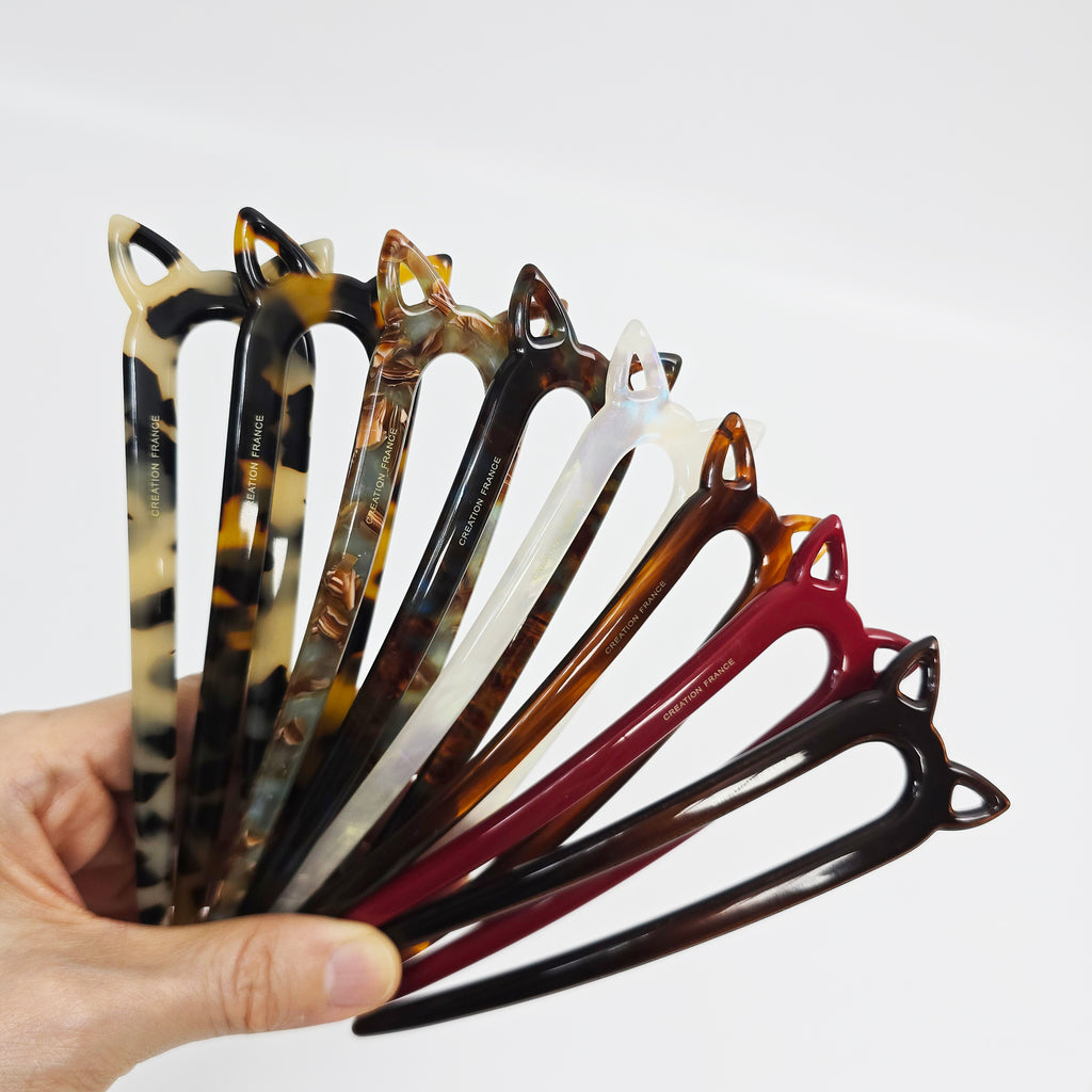 Cat Ear Long U-Shape Hair Stick 5.5 in – Tortoise Shell, French Pin