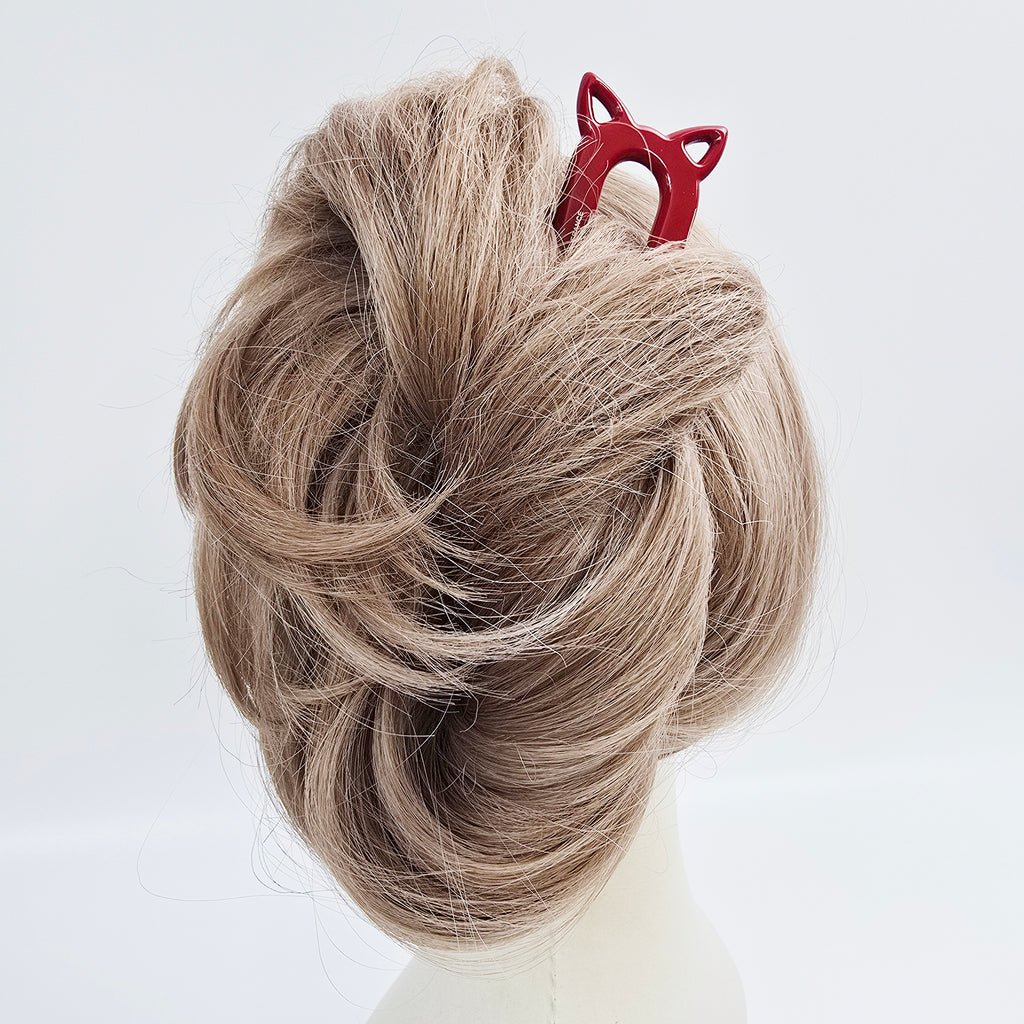 Cat Ear Long U-Shape Hair Stick 5.5 in – Tortoise Shell, French Pin