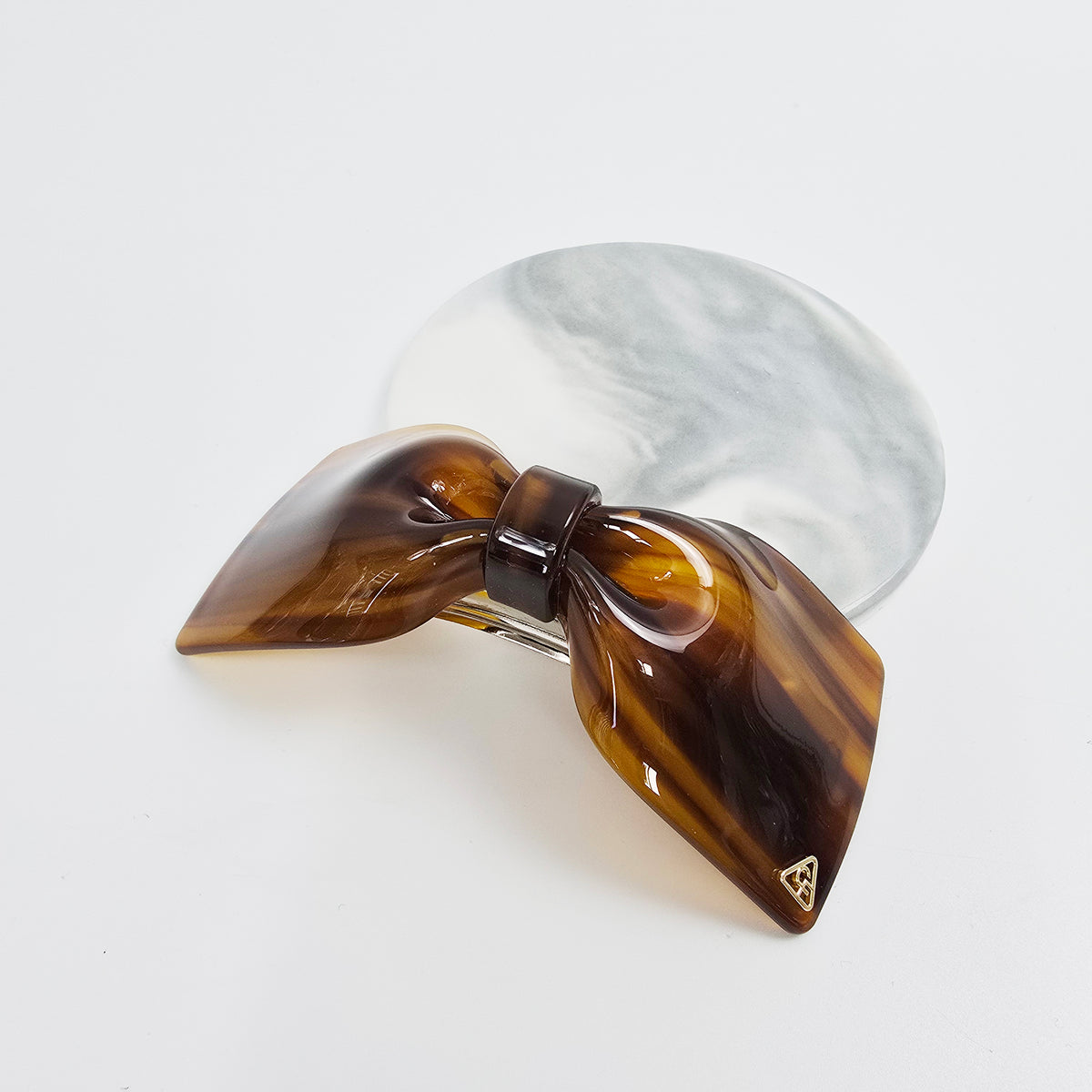 Glassy Big Bow Hair Barrette 3.9 in – Tortoise Shell, Aurora, French Pin