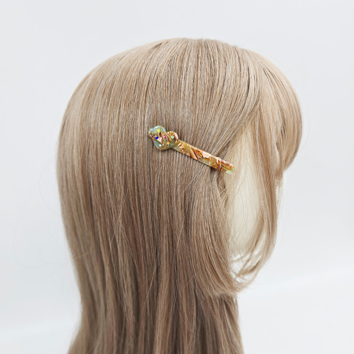 Heart Cubic Small Alligator Hair Clip 2.6 in – Tortoise Shell, French-style