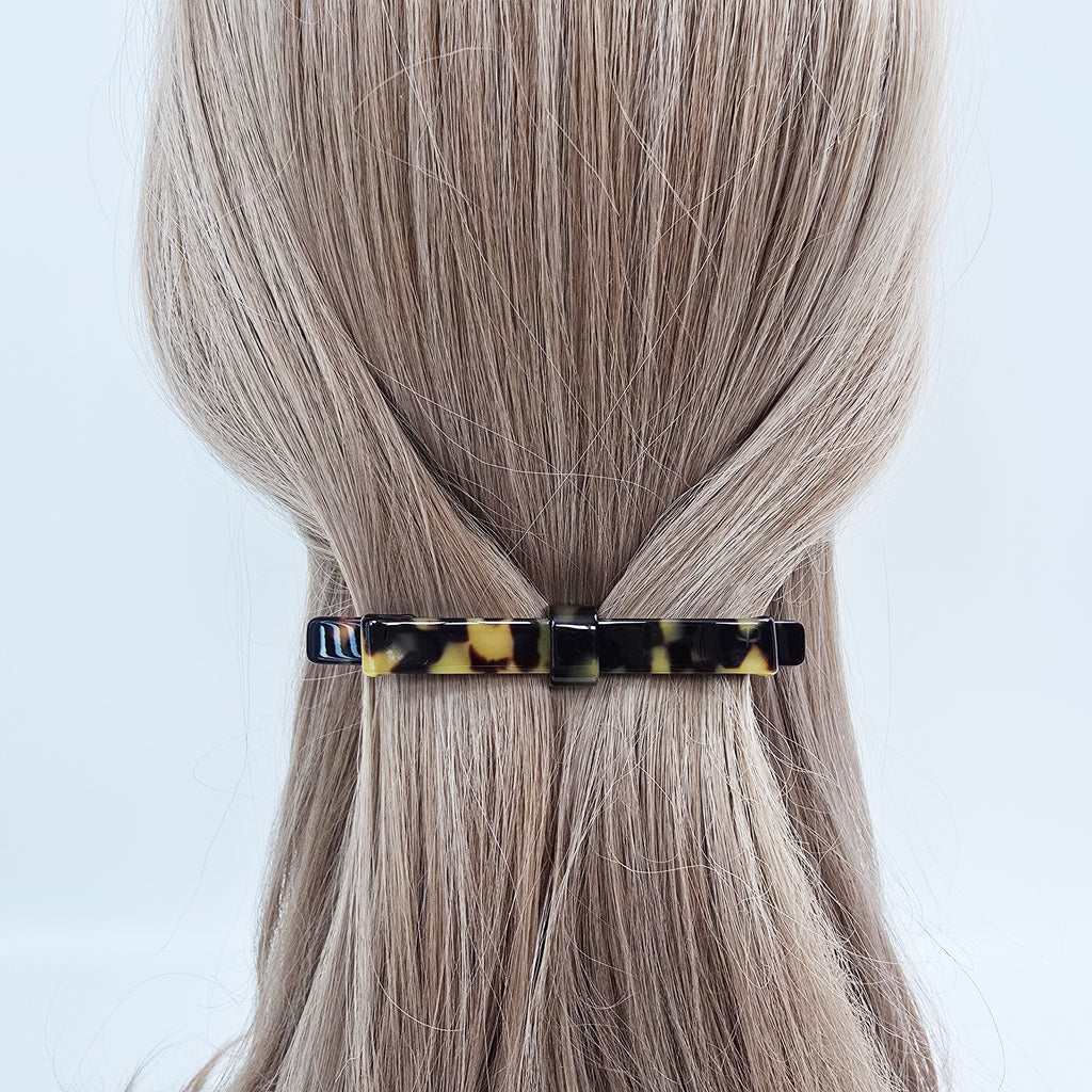 Laurence Long Bow Slim Hair Barrette 4.1 in – Tortoise Shell, French Pin