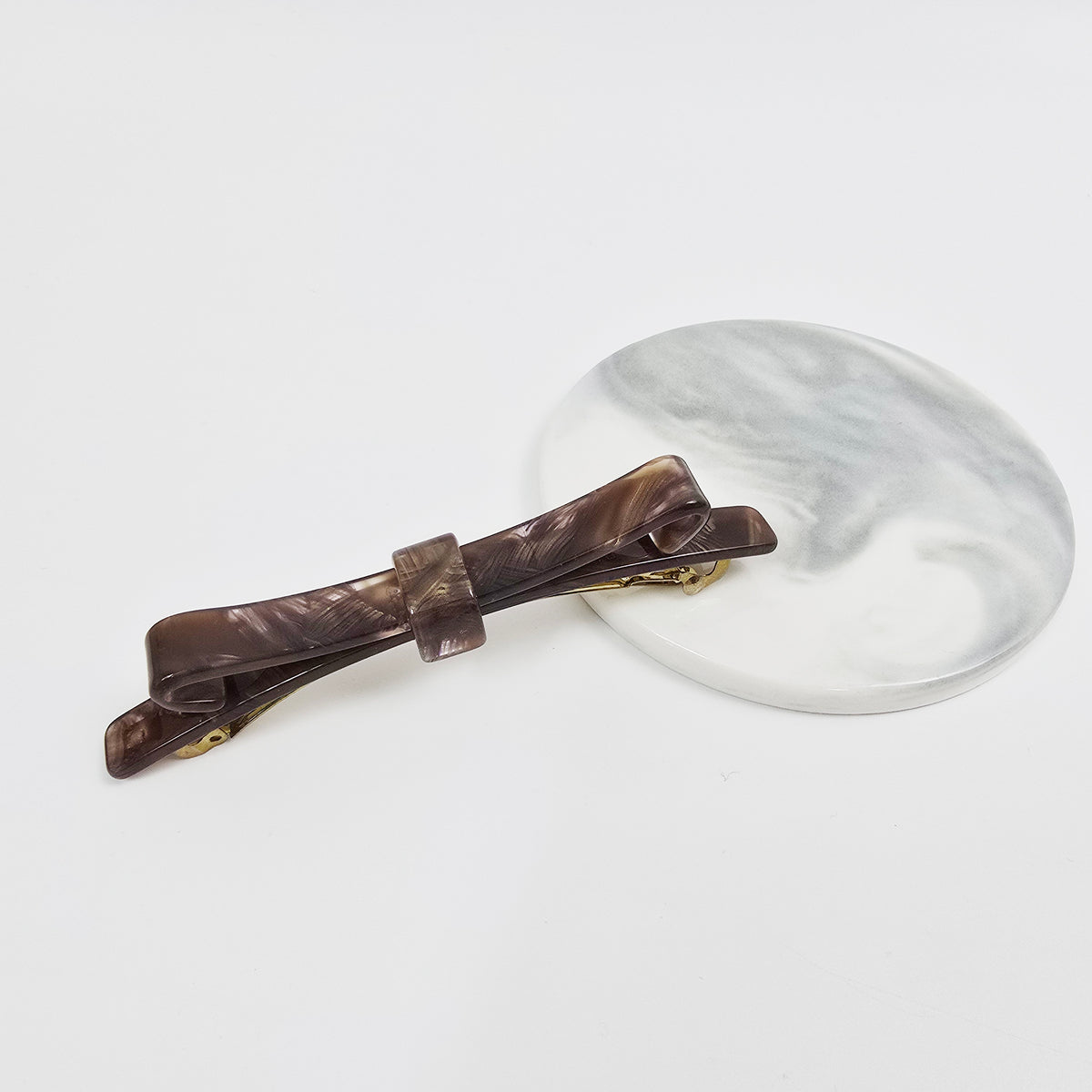 Laurence Long Bow Slim Hair Barrette 4.1 in – Tortoise Shell, French Pin