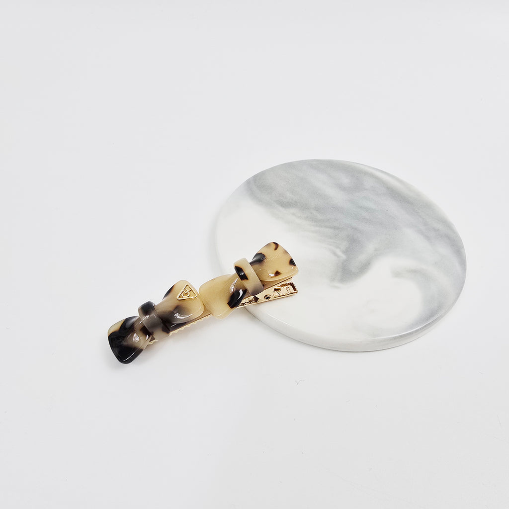 Double Bow Small Alligator Hair Clip 2.6 in – Tortoise Shell, French-style