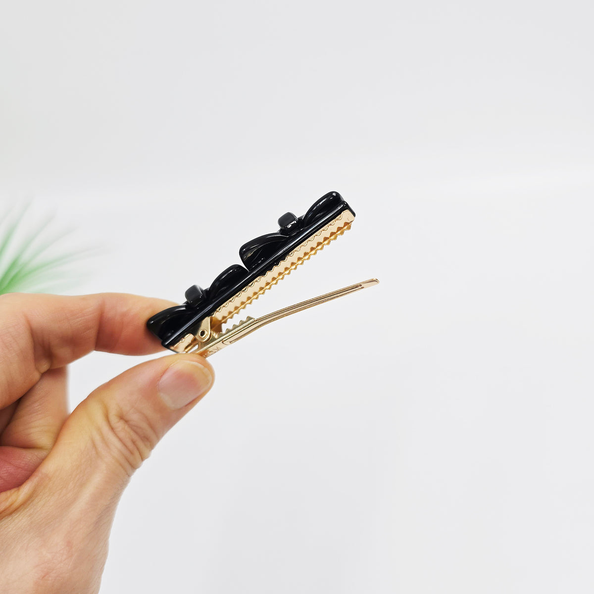 Double Bow Small Alligator Hair Clip 2.6 in – Tortoise Shell, French-style