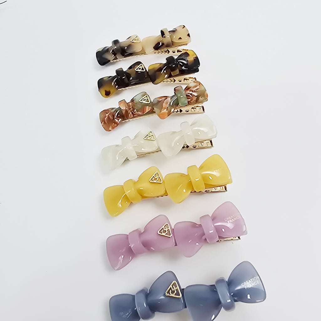 Double Bow Small Alligator Hair Clip 2.6 in – Tortoise Shell, French-style